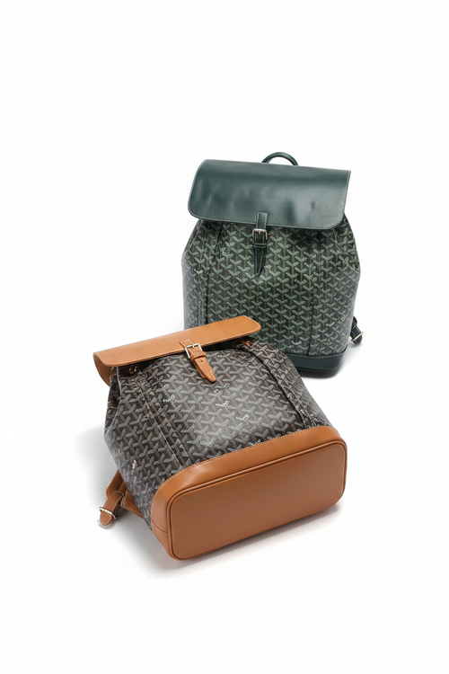 Backpacks on white background