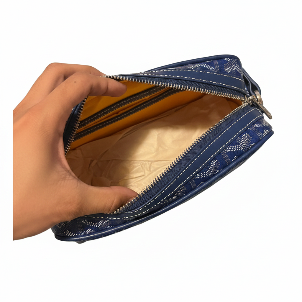 Blue Goyard Bag Interior - White Background